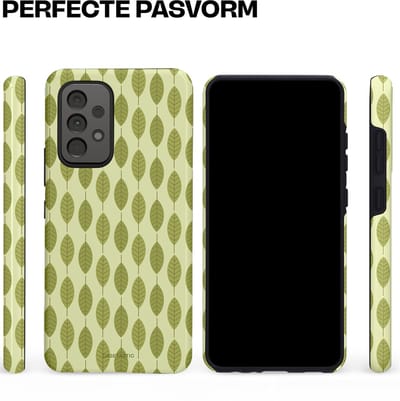 Casetastic hoesje geschikt voor Samsung Galaxy A52 (2021) 5G / Samsung Galaxy A52 (2021) 4G - Dubbellaagse bescherming - Bladerenpracht in het groen - Fashion Case - Crème Olijfgroen