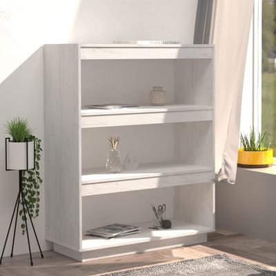 vidaXL - Boekenkast/kamerscherm - 80x35x103 - cm - massief - grenenhout - wit