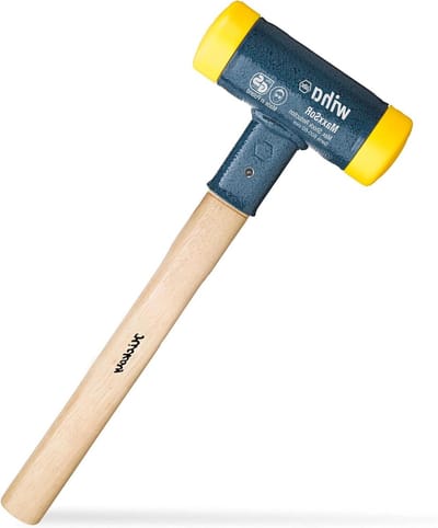 Buitenhamer zonder terugslagvrij - hickory-houten steel - ronde slagkop - Ø 60 mm - middelhard kunststof - hamer 420 mm - rubberen hamer 1710 g - buitenwerk