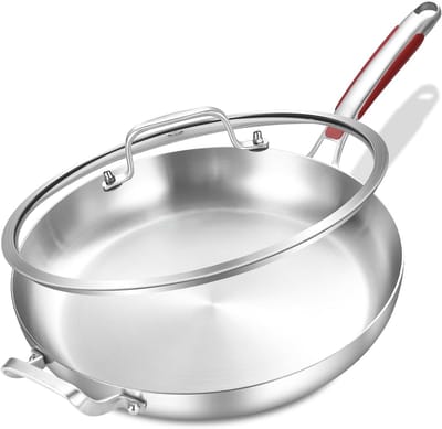 30 CM Tri-Ply Koekenpan met Deksel en Afneembaar Handvat - Geschikt voor Inductie