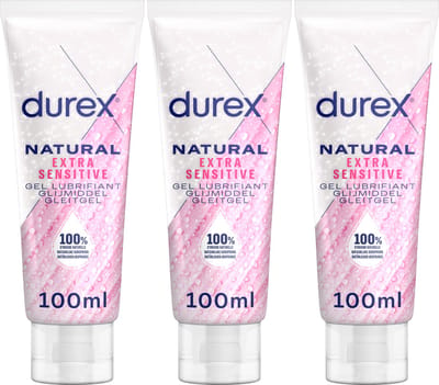 Durex Glijmiddel Natural - Extra Sensitive  - 100% natuurlijk - 100ml x3