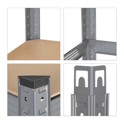 stellingkast - 875 kg - staal - 180 x 90 x 45 cm - 5 etages - steeksysteem - garage - grijs