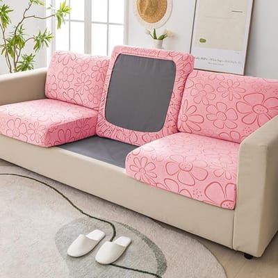 Zonnebloemen Jacquard Sofa Kussen Zitkussens Dikke Meubelbeschermer Voor Huisdieren Kinderen Nordic Sofahoes Bankhoes Woonkamer Back Cushion Cover roze