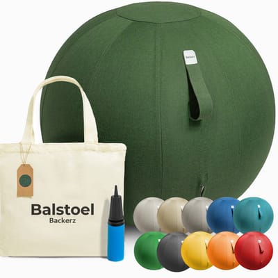 Backerz Zitbal 65 CM - Zitballen met Hoes Linnen - Ergonomische Bureaustoel Kantoor en Thuis - Luxe Yoga Bal - Groen