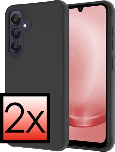 Hoesje - 2 Stuks - Geschikt voor Samsung Galaxy A25 - Sterk & Shockproof - Case Siliconen - Back Cover - Telefoon Hoes - Zwart