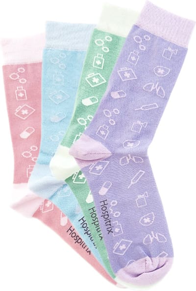 4 Stucks Dames Sokken Verpleegkundige Iconen Pastel Maat 37-41 - Zorg Zokken - Ziekenhuis - Verpleegkundige accessoires - Zuster Zokken - Verpleegkundige Cadeau