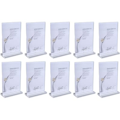 10 Pièces Porte-Nom Acrylique Transparent Porte-Affiche Acrylique Transparent en Forme de T Double Face