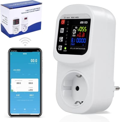 Slimme 16A Wifi Stopcontact met Vermogensmeter, Circuitonderbreker en Spanning- en Stroomregeling voor Thuisgebruik