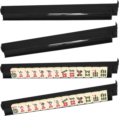 Mahjong Stenen - Dominospel Accessoires - Spel Organisatie - Verbeterd Speelgemak - 4 Stuks - Zwart