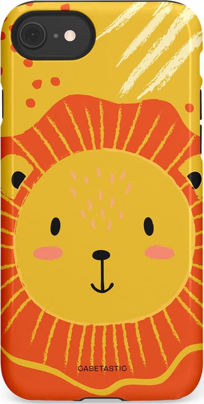 Casetastic hoesje geschikt voor Apple iPhone SE / Apple iPhone 7 / Apple iPhone 8 - Dubbellaagse bescherming - Vrolijke leeuw - Fashion Case - Goud Rood Oranje
