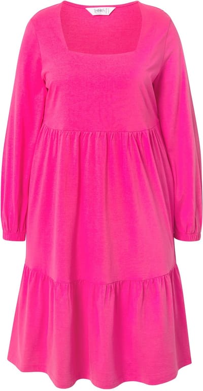Angel of Style - Dames - Jersey jurk A-lijn zoomvolant - Hibiscusrood - Maat 44