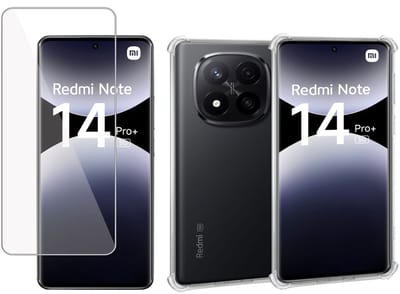ChiGuard Hoesje & Screenprotector geschikt voor Xiaomi Redmi Note 14 Pro / Pro+ – Gehard Glas Cover + Shock Proof Case - Transparant