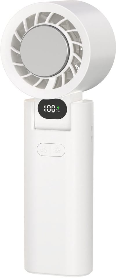 Draagbare Handventilator - Handventilator - Mini Ventilator - 100 Snelheden - Digitaal Display - USB Oplaadbaar - Bladloos - Borstelloze Motor - Wit
