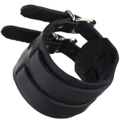 Vintage Goth Koeienhuid Armbanden Hip Hop Punk 2 Rijen Ontwerp Koppel Matching Armbanden Voor Dames Heren Sieraden Emo Feest Cadeaus 27cm black