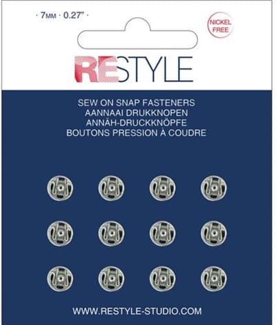 ReStyle 015.12001 Aannaaidrukknopen 7 mm zilver nikkelvrij, 12 stuks