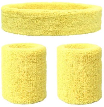 New Age Devi - Zweetbandjes set 3 stuks - Hoofd en pols zweetbandjes - Geel