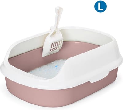 Nobleza Kattenbak met Schepje - 55 x 39 x 19 - Maat L - Grote open kattenbak - Bruin