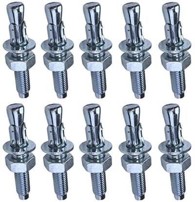 Set van 10 ankerschroeven M10x65 mm - boutanker met lange schroefdraad voor beton en natuursteen