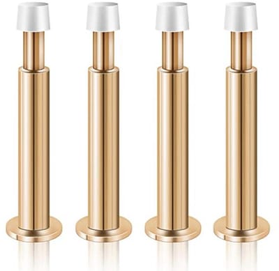 Deurstoppers voor Plinten - Set van 4 Lange Deurstoppers voor Buiten met Rubber Bumper - Zware Metalen Wandmontage Deurstoppers in Roségoud