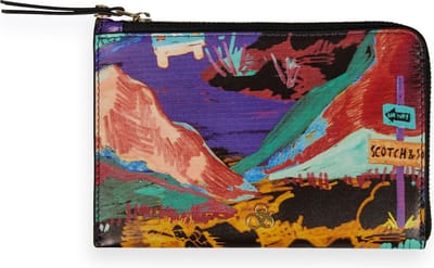 SCOTCH & SODA Leren Kaarthoes Identiteitskaarthoesje Zip Travel Wallet Combo A Kleurrijke