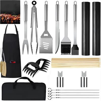 SP® BBQ-accessoires (set) - Professioneel cadeau voor mannen - Gereedschap voor barbecue - Zwart/Zilver - 4cm x 7cm x 2cm