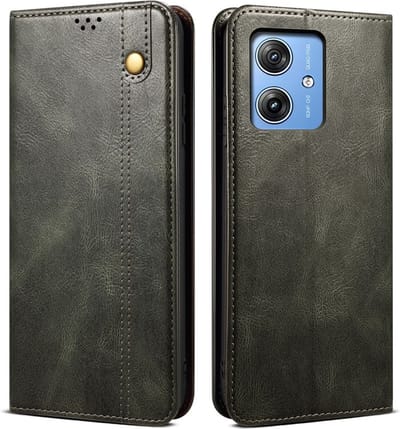 Coverup Hoesje - Geschikt voor Motorola Moto G55 Hoesje - Coverup Premium Classic Book Case - Donkergroen