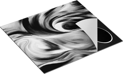 Chefcare Inductie Beschermer Abstracte Kunst van Verf - Zwart Wit - 60x50 cm - Afdekplaat Inductie - Kookplaat Beschermer - Inductie Mat