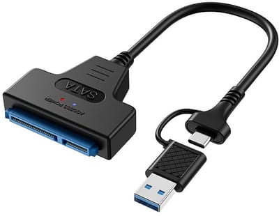 USB 3.0 en USB-C naar SATA Adapterkabel - 2.5 inch HDD en SSD - 25cm - voor Laptop en Tablet - zwart