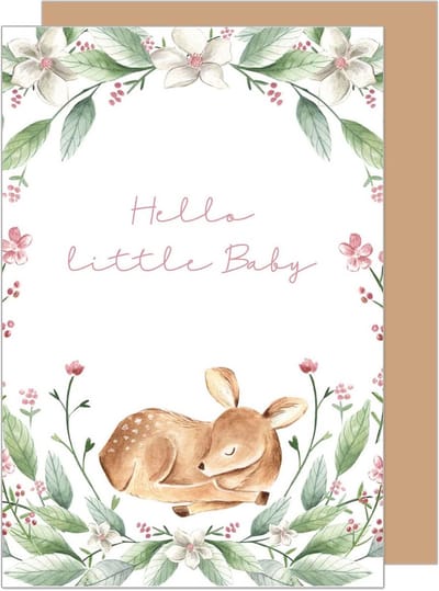Wenskaart Geboorte - Babykaart Gebeurteniskaart - Gefeliciteerd Zeggen - Dubbele Vouwkaart - 11.5 x 17.0 cm - Neutraal