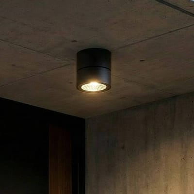 Lindby LED plafondspot Nolivar, zwart, Ø 9 cm, IP54
