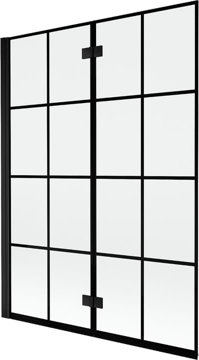 Mexen Mist badwand 2-delig links 130 x 150 , zwart raster, zwart - 8A9-130-002-70-77-L