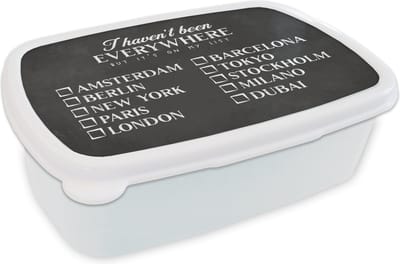 Broodtrommel Wit - Lunchbox - Brooddoos - Spreuken - Quotes - I haven't been everywhere but it's on my list - Amsterdam - 18x12x6 cm - Volwassenen