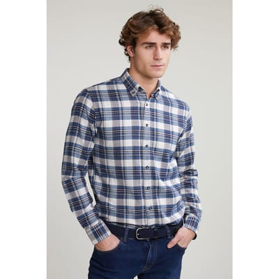 River Woods Custom Fit Checked Shirt Blue/beige Size: S | Casual Shirts Outlet | Heren | Blauw