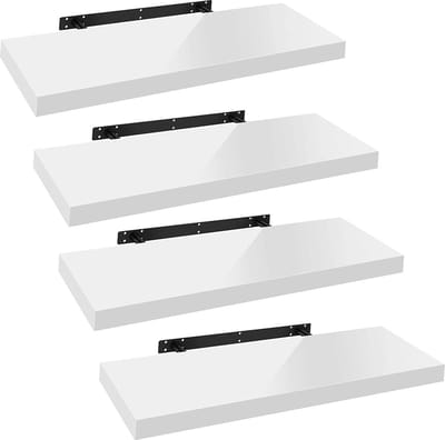 Set van 4 wandplanken - Zwevende planken - Displayplanken - Duurzaam MDF - Veelzijdig en stijlvol - Eenvoudige installatie - 25 cm tot 120 cm x 22,9 cm x 3,8 cm