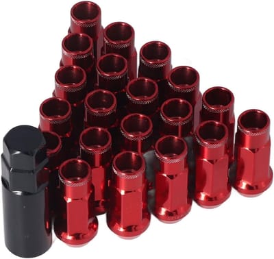 Universele 20-delige M12x1.25 metalen wielmoeren voor auto's, ideaal voor vervanging en tuning accessoires (rood)