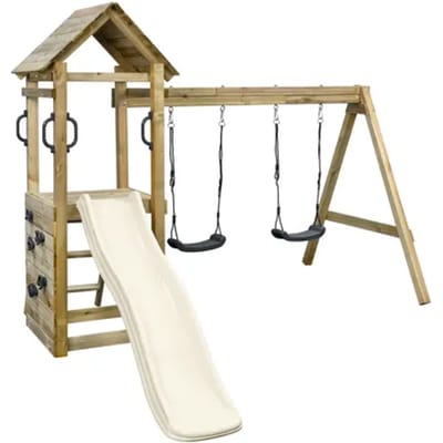 Swing King Speeltoestel Maria Pastel Wit - Hout En Kunststof - 4 Personen - Pastel Wit - 300cm