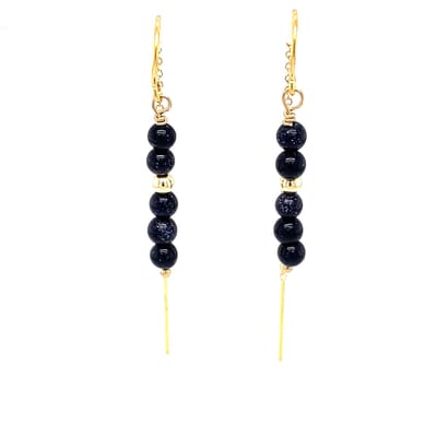 Pat's Jewels Oorbellen - Dames Oorbellen - Doortrek Oorbellen - Minimalistische Oorbellen - Edelsteen - Blue Sandstone - Goldfilled - Handgemaakt