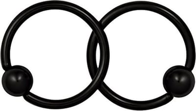 Fako Bijoux® - Ball Closure Piercing - Ring - 12mm - Zwart - 2 Stuks