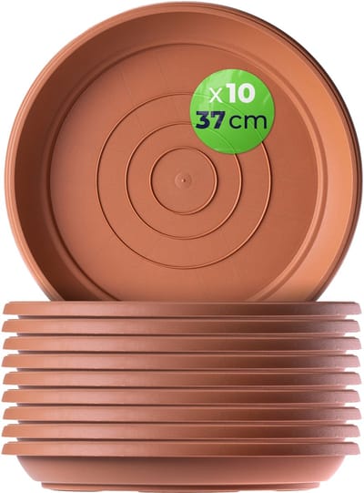 KADAX Ronde Bloempot Schotel 37 cm Balkon Terras Vensterbank Terracotta 10 stuks