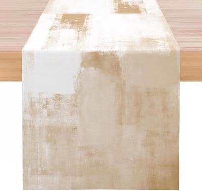 Tafelloper, modern, linnen, wit, beige, 40 x 140 cm, decoratie, lente, zomer, herfst, winter, retro, boho, stof, tafelloper voor feestjes, vakantie, keuken, banket, bruiloft, Kerstmis