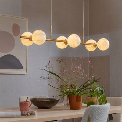 it's about RoMi Hanglamp Carrara - Goud/Wit - 105x30x12cm - 6L - Modern,Luxe - Hanglampen Eetkamer, Slaapkamer, Woonkamer