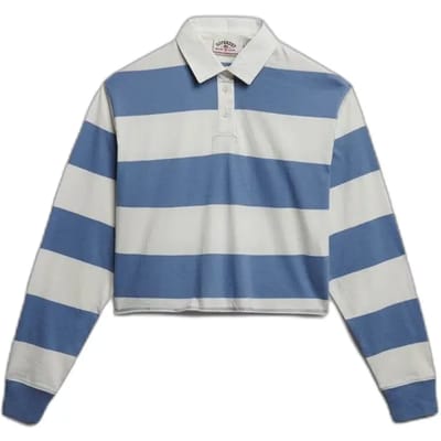 Superdry Athletic Essentials Gestreept Rugby Shirt Blue Grootte: 38