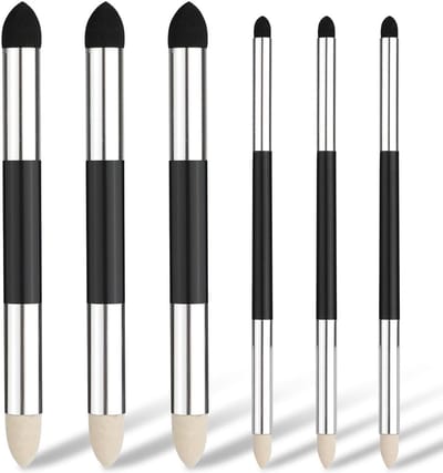 Ynkkvre - Artist Blending Sponge Pens - Doezelaar - Schetspen - Schetskwasten - 6 stuks - Dubbelzijdig - Zwart schuim & wit vilt - Afwasbaar - Voor pastel, potlood, krijt en grafiet