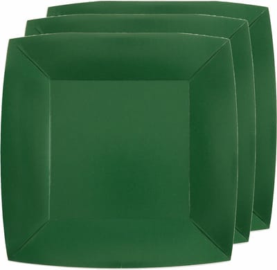 Santex Bordjes karton - 10x - vierkant - donker groen - 23 x 23 cm - feestbordjes