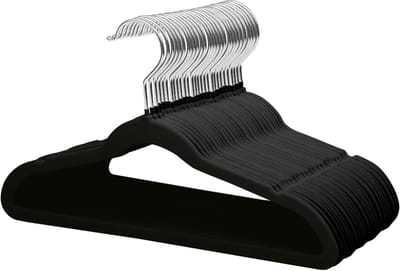 Candala 35cm Premium Kids Fluwelen Kleerhangers, Ultra-dunne Kinderkleerhangers met 360° Draaibare Haak, Antislip Vilthangers voor de Jeugd, Stevig & Duurzaam (32 Pak, Zwart)