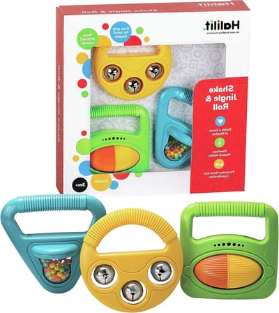 Muziekinstrumenten Cadeauset - Baby Speelgoed - Baby Ontwikkeling - Gestructureerde Handgrepen - 9 cm - Veelkleurig