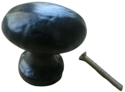 Old Hill Hammered Oval Cabinet Knob Black Antique 38mm