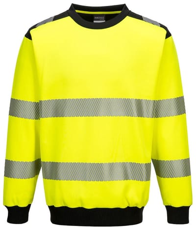 Portwest PW3 Hi-Vis Sweatshirt met ronde hals PW379 - Geel/Zwart - M