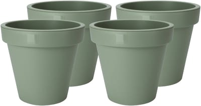 Pro Garden Plantenpot/bloempot Botanic - 4x - Tuin buiten - kunststof - donkergroen - Dia 20 cm - rond