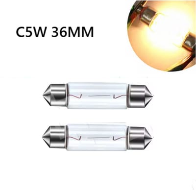 TLVX 2 stuks 36mm C5W Origineel Halogeen Buislampen - Kenteken verlichting - Interieur Lampen - Interieurverlichting - Auto Lampen - 3000K Warm Wit Licht - Geel - 12V - Festoon Buis Lampje – Instapverlichting - Dakhemel Gloeilamp (2 stuks)